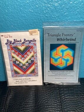 2 Quilt Patterns: Big Block Bargello by Sew Biz and Triangle Frenzy Whirlwind